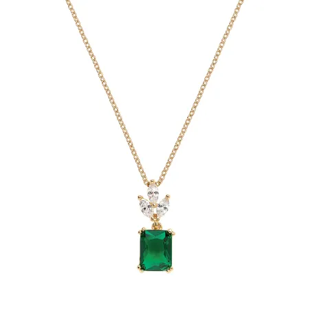 Collier Plaqué or - Oxyde de Zirconium vert et Blanc Go Mademoiselle 604110