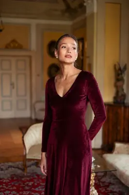 Azure Velvet Dress - Bordeaux — photo 2