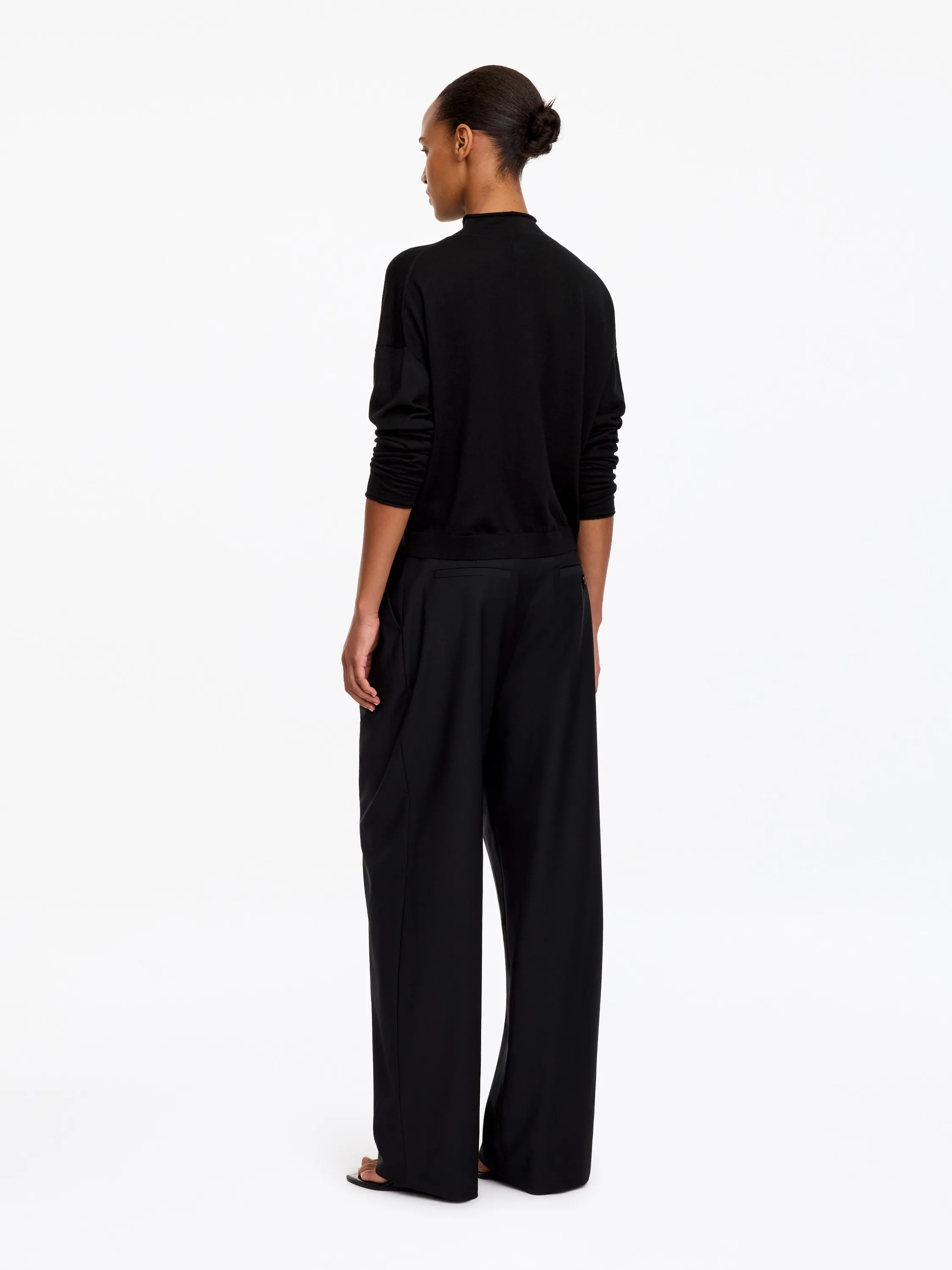 Cardigan à col montant en laine mélangée - Noir