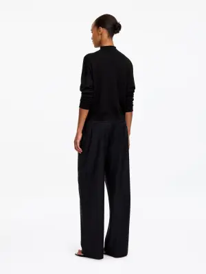 Cardigan à col montant en laine mélangée - Noir — photo 1