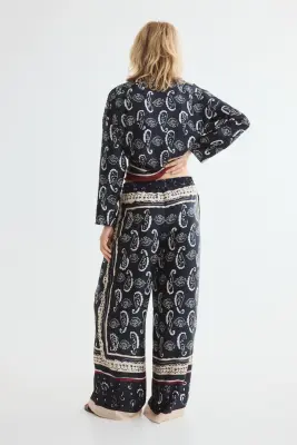 Pantalon imprimé avec cordon de serrage - Bleu marine/motif cachemire — photo 2