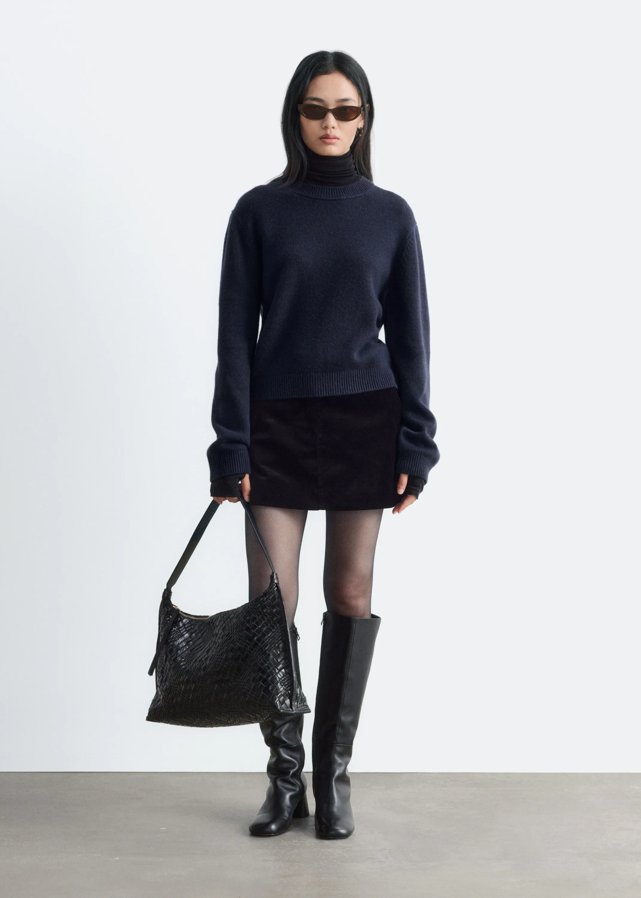 Pull en cachemire mélangé - Bleu foncé