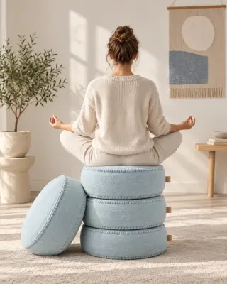 Pouf en laine Floor Dot bleu arctique – Aveva — photo 2