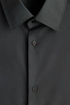 Chemise Slim Fit repassage facile - Gris foncé — photo 5