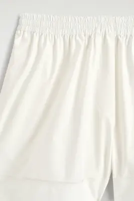 SHORT ÉLASTIQUÉ EN COTON À FINITION GROS-GRAIN - BLANC — photo 5