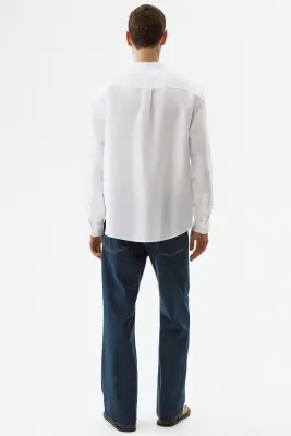 Chemise Relaxed Fit en lin mélangé - Blanc — photo 3