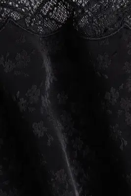 Top en tissu jacquard avec dentelle - Noir — photo 4
