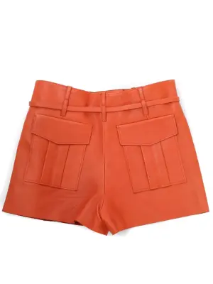 Short en cuir agneau orange Eté 2012 Prix boutique 2300€ Taille 38 — photo 3