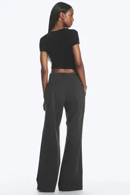 Pantalon de costume évasé - Gris foncé chiné — photo 2