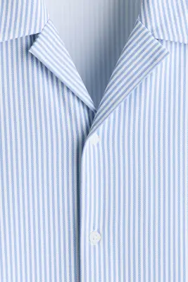 Chemise Regular Fit avec col cubain - Bleu clair/rayé — photo 5