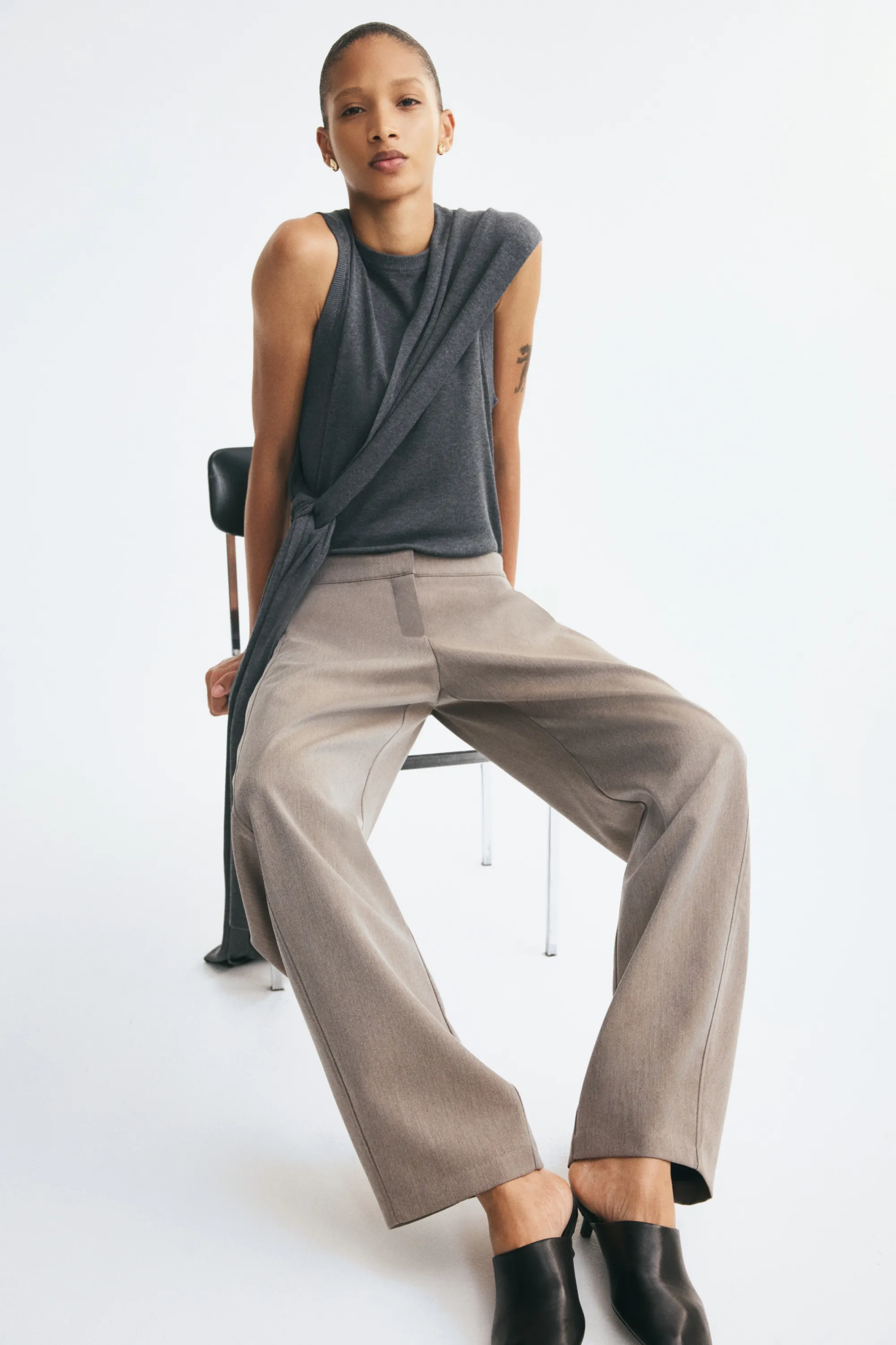 Pantalon barrel - Taupe foncé