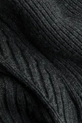 Pull à col châle en laine mérinos - Gris foncé chiné — photo 4