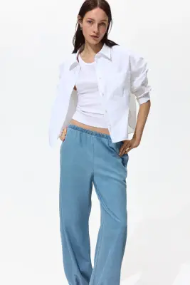 Pantalon en denim avec jambes ballon - Bleu denim clair — photo 2