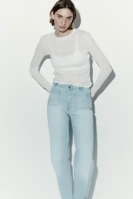 Wide High Jeans - Bleu denim clair — photo 1