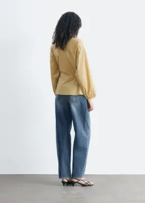 Blouse croisée en coton - Carreaux jaunes — photo 5