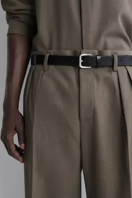 PANTALON LARGE DÉCONTRACTÉ EN MÉLANGE DE LAINE - BRUN — photo 1