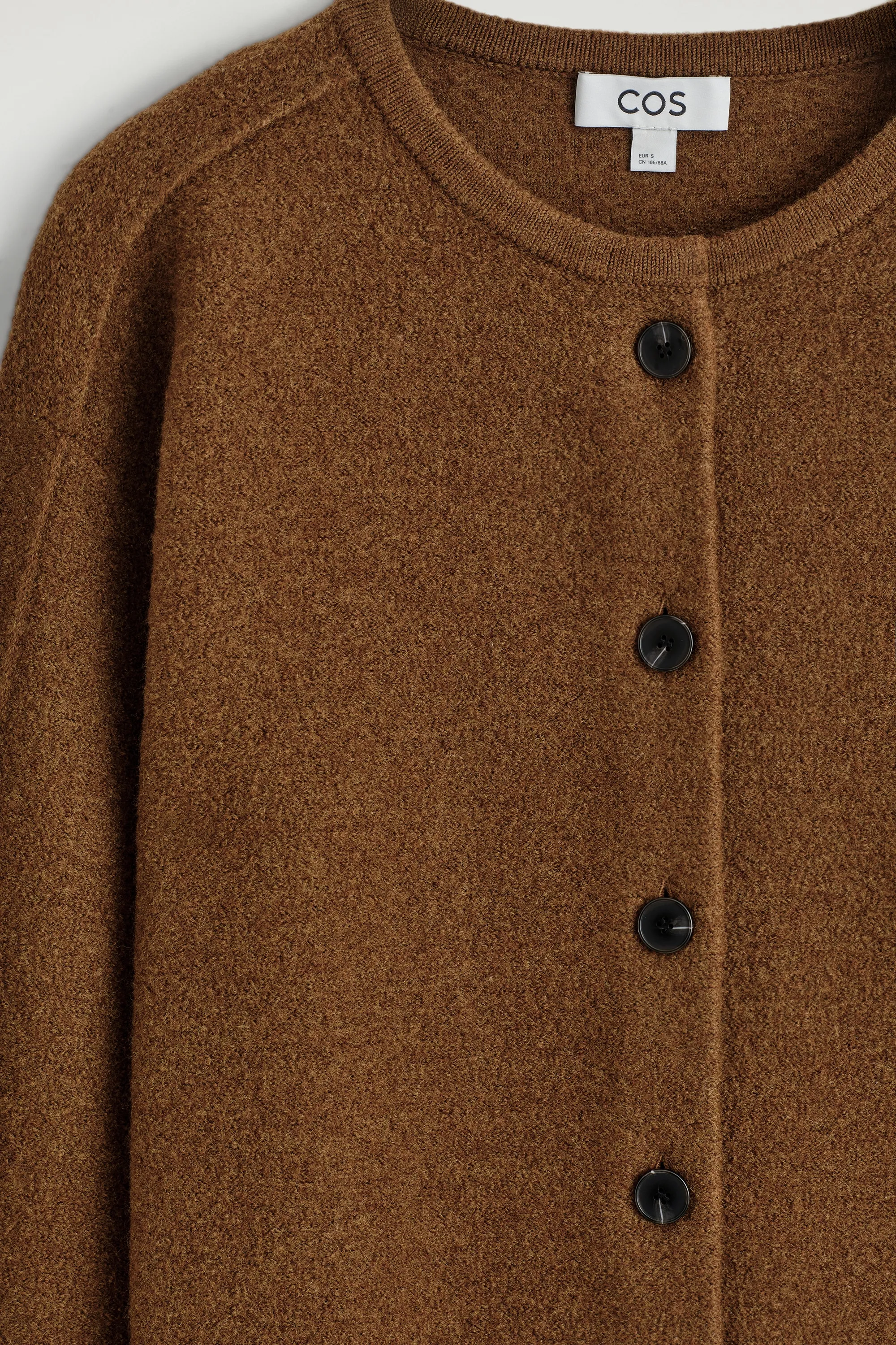 CARDIGAN EN LAINE BOUILLIE - BRUN