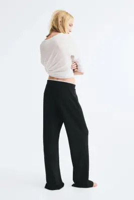 Pantalon en scuba avec taille élastique - Noir — photo 2