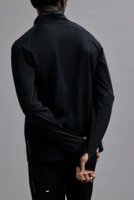 T-shirt de sport midlayer à col zippé ThermoMove™ - Noir — photo 3