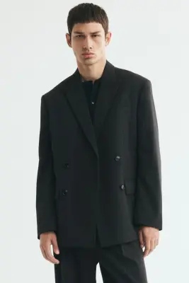 Veste Relaxed Fit à fermeture croisée - Noir/rayures tennis — photo 2