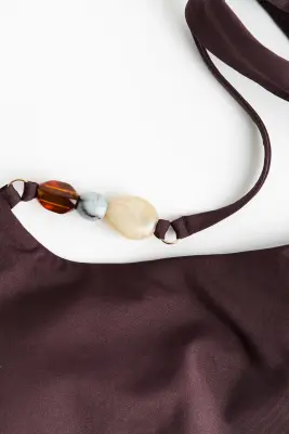 Maillot de bain asymétrique paddé - Marron foncé — photo 5