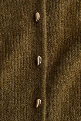 Gilet péplum en maille côtelée - Vert kaki foncé — photo 4