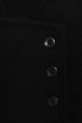 Top asymétrique boutonné - Noir — photo 3