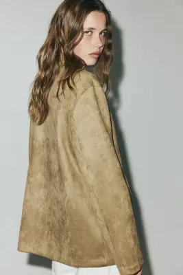 Veste en tissu gratté - Beige — photo 3