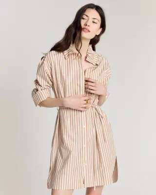 Robe Lior rayures orange, bleu et écru — photo 2