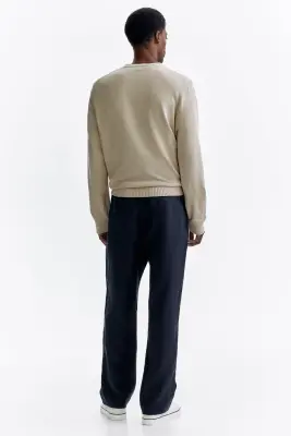 Pantalon Regular Fit en lin - Bleu marine — photo 2
