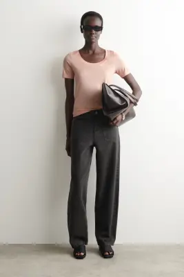 T-SHIRT SLIM EN SOIE - ROSE — photo 1