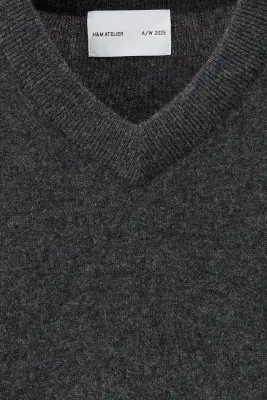 Pull Loose Fit en cachemire - Gris foncé chiné — photo 5