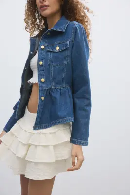 Mini jupe-short à étages en viscose - Crème — photo 3
