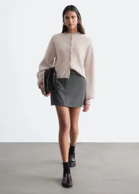 Cardigan en maille d’alpaga mélangé - Taupe — photo 2
