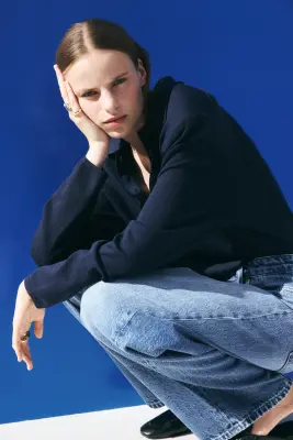 Baggy Regular Waist Jeans - Bleu denim — photo 1