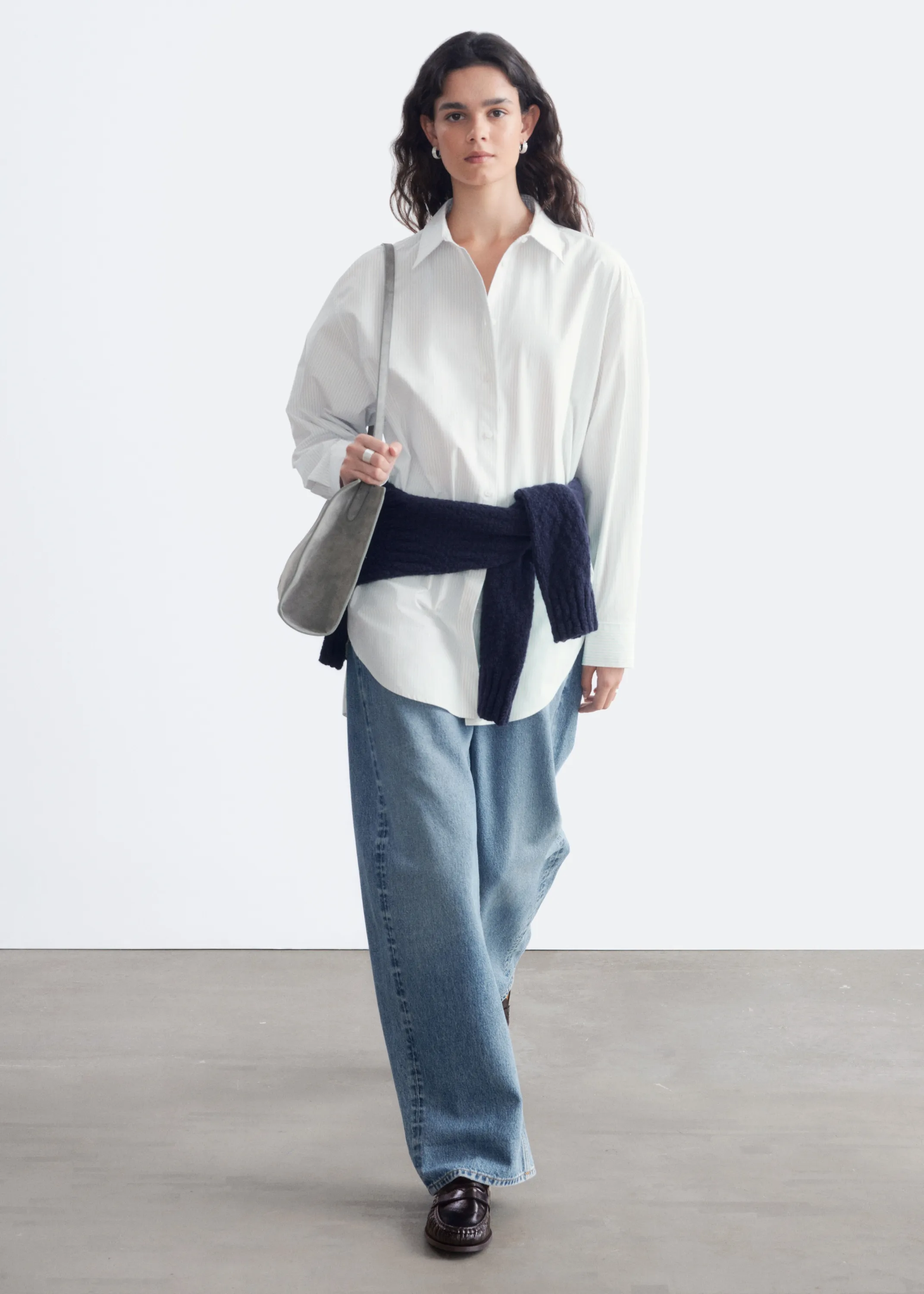 Chemise oversize à ourlet arrondi - Blanc