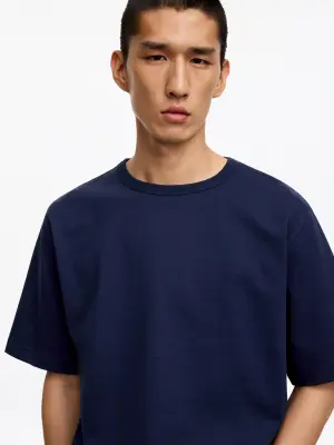 T-shirt oversize 270 GSM - Bleu foncé — photo 4