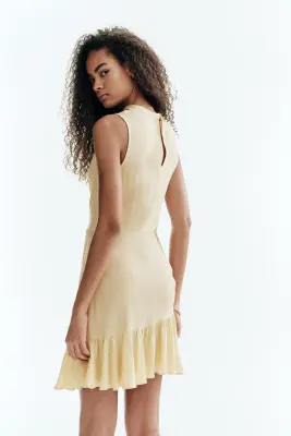 Robe volantée en crêpe - Jaune — photo 2