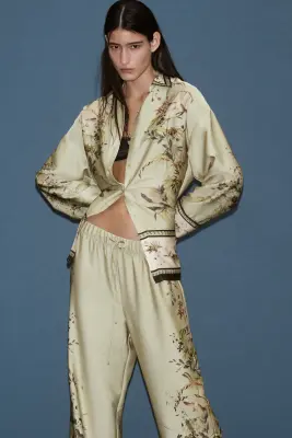 Chemise oversize à motif - Vert ancien clair/motif — photo 2