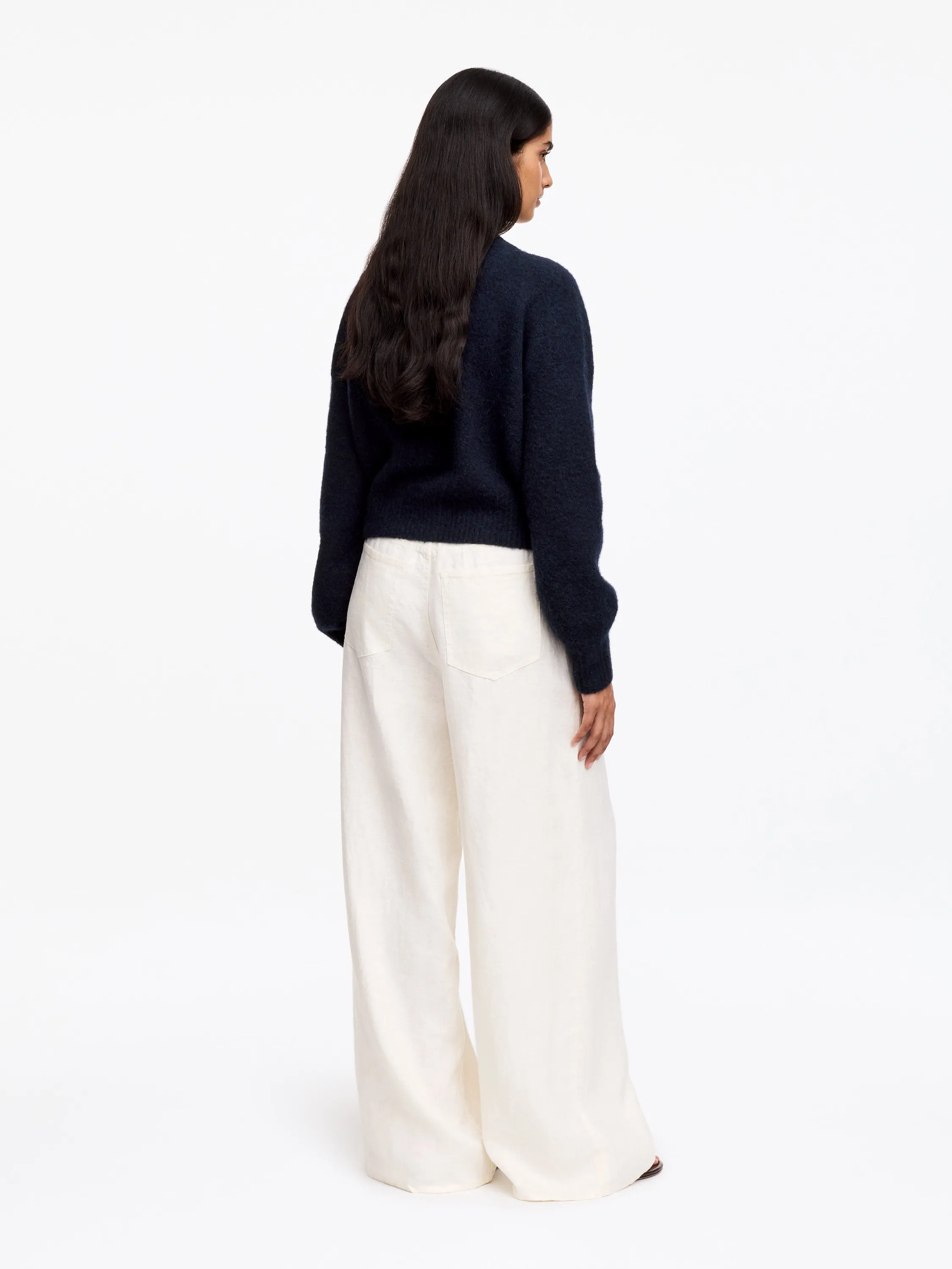 Cardigan en mélange de laine et d'alpaga - Bleu foncé