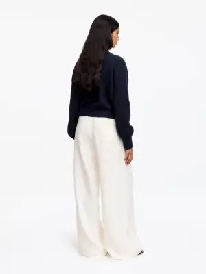 Cardigan en mélange de laine et d'alpaga - Bleu foncé — photo 1