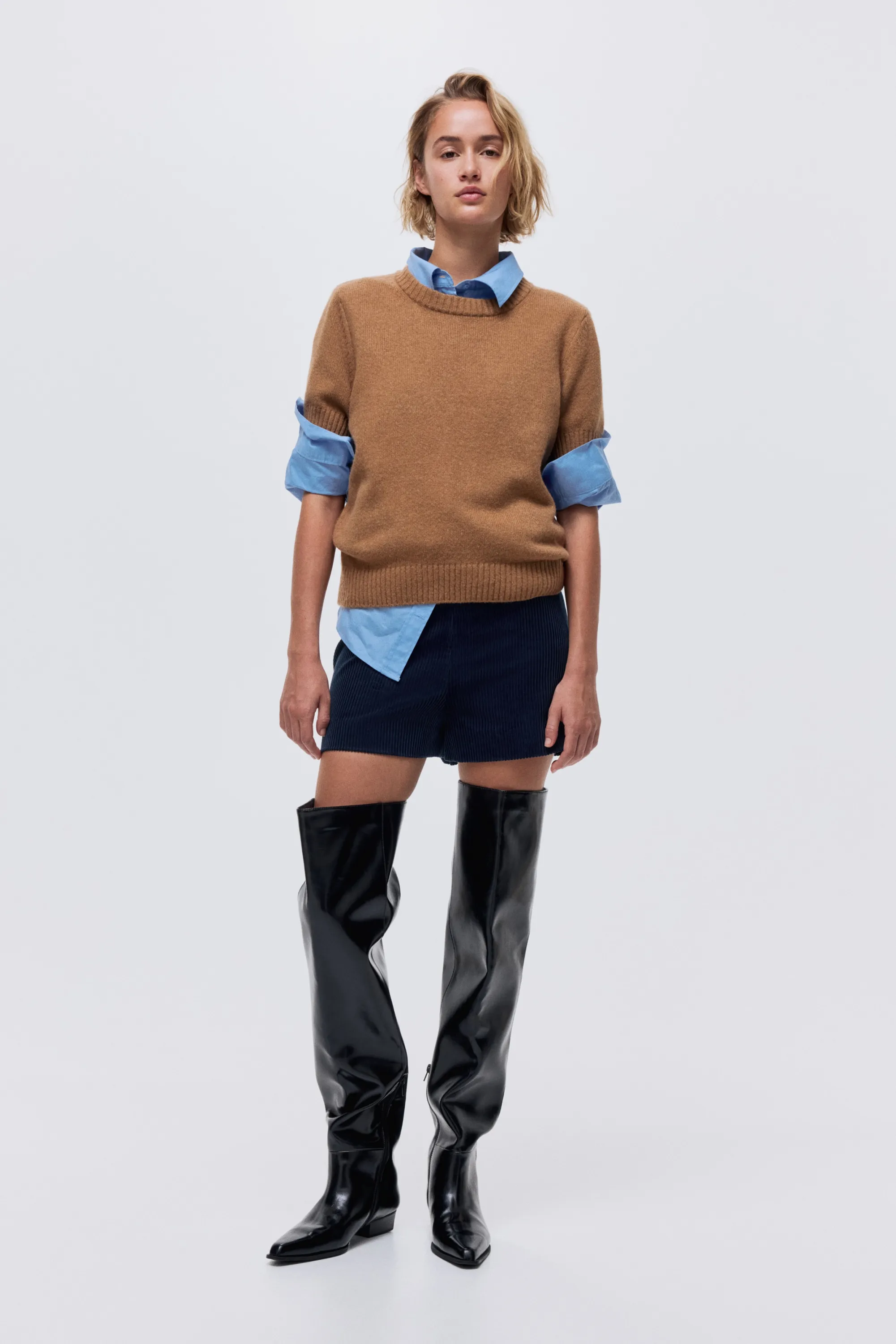 Mini short en velours côtelé - Bleu foncé