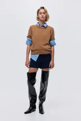 Mini short en velours côtelé - Bleu foncé — photo 1