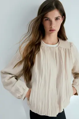 Veste oversize en twill - Beige — photo 1