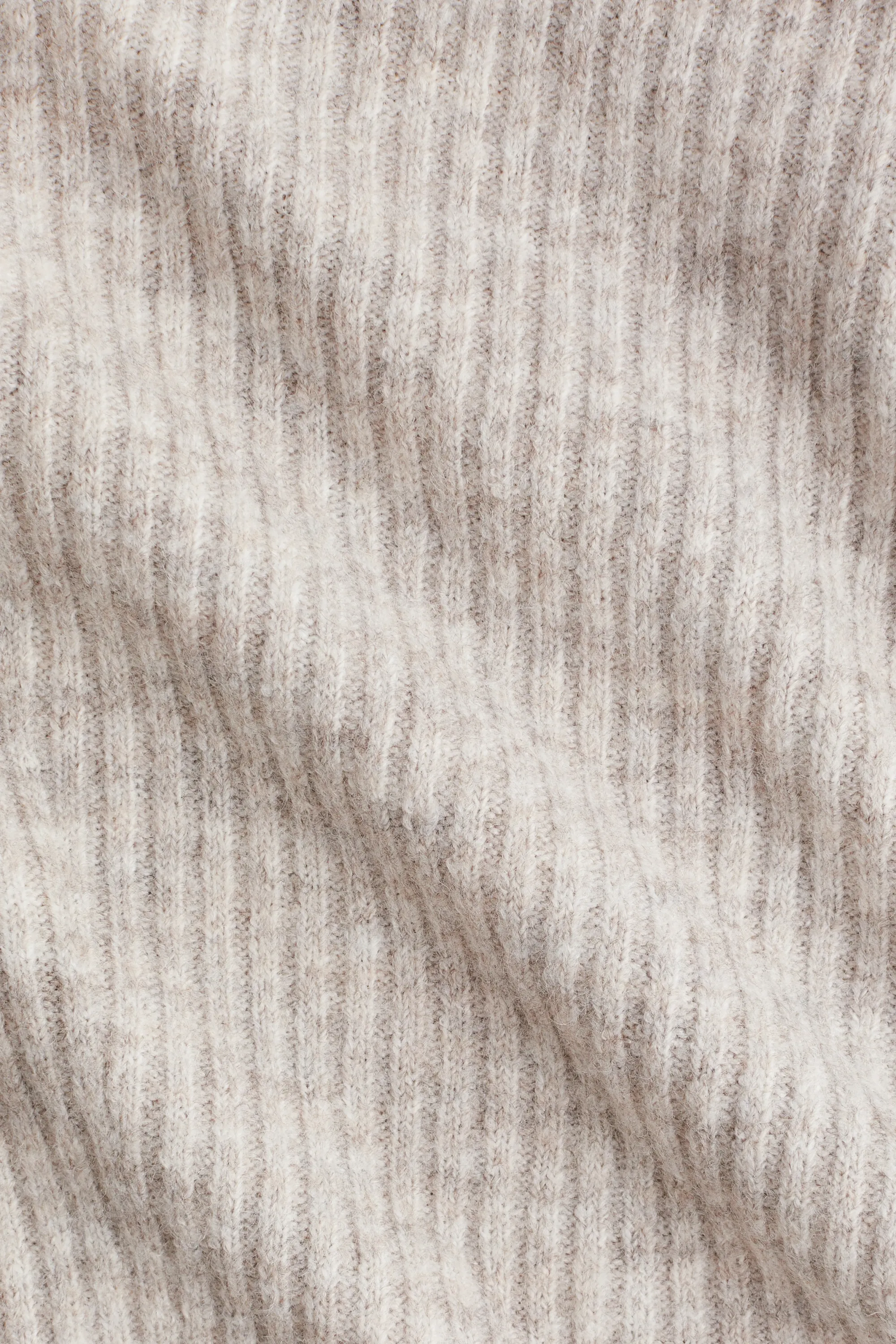 Top épaules nues en maille côtelée - Beige chiné