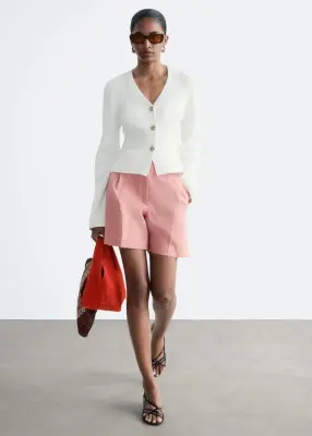 Cardigan en coton côtelé - Blanc — photo 1