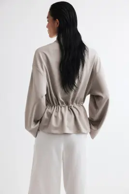 Sweat zippé avec cordon de serrage - Gris clair chiné — photo 3