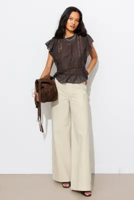 Pantalon large en toile Femme — photo 3