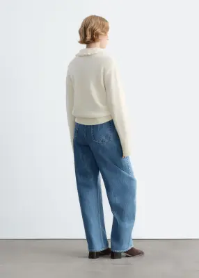 Pull à col volanté - Écru — photo 4