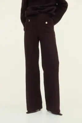 Pantalon à jambes droites - Marron foncé — photo 2
